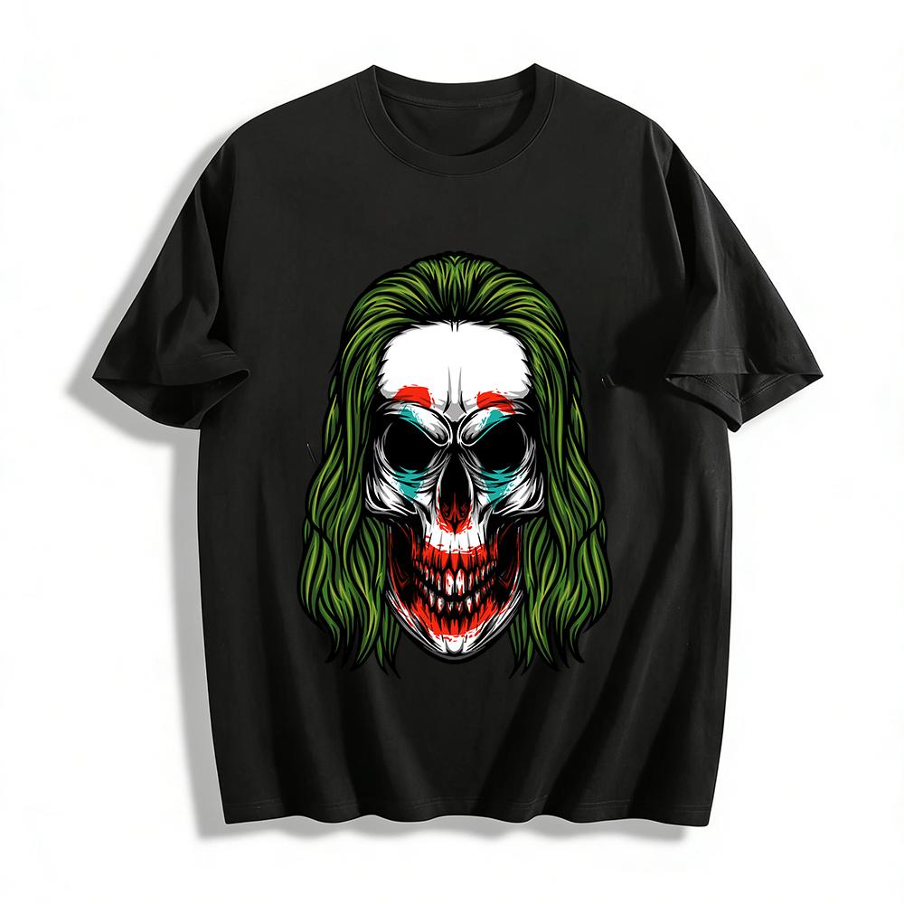 Dark Clown Skull Print Cool Casual Unisex Short Sleeve T-Shirt Pure cotton T-shirt XXS