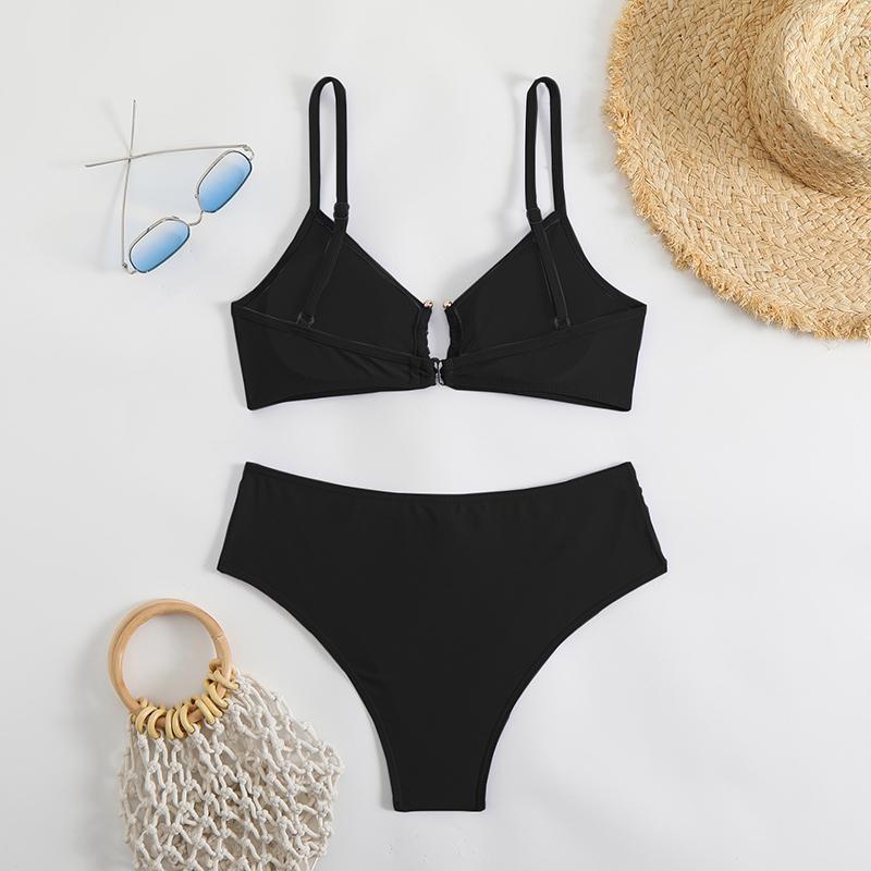 Costumi da Bagno da Donna Costumi da Bagno Monocolore Push Up Costume da Bagno Sexy Due Pezzi Vita Alta Set Bikini Estivi Bikini ad Alto Taglio