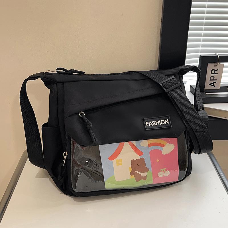 

Новая простая и вместительная студенческая сумка-мешок, многофункциональная сумка-тоут, женская наплечная сумка, дорожная, для отдыха, легкая сумка-мессенджер чёрный