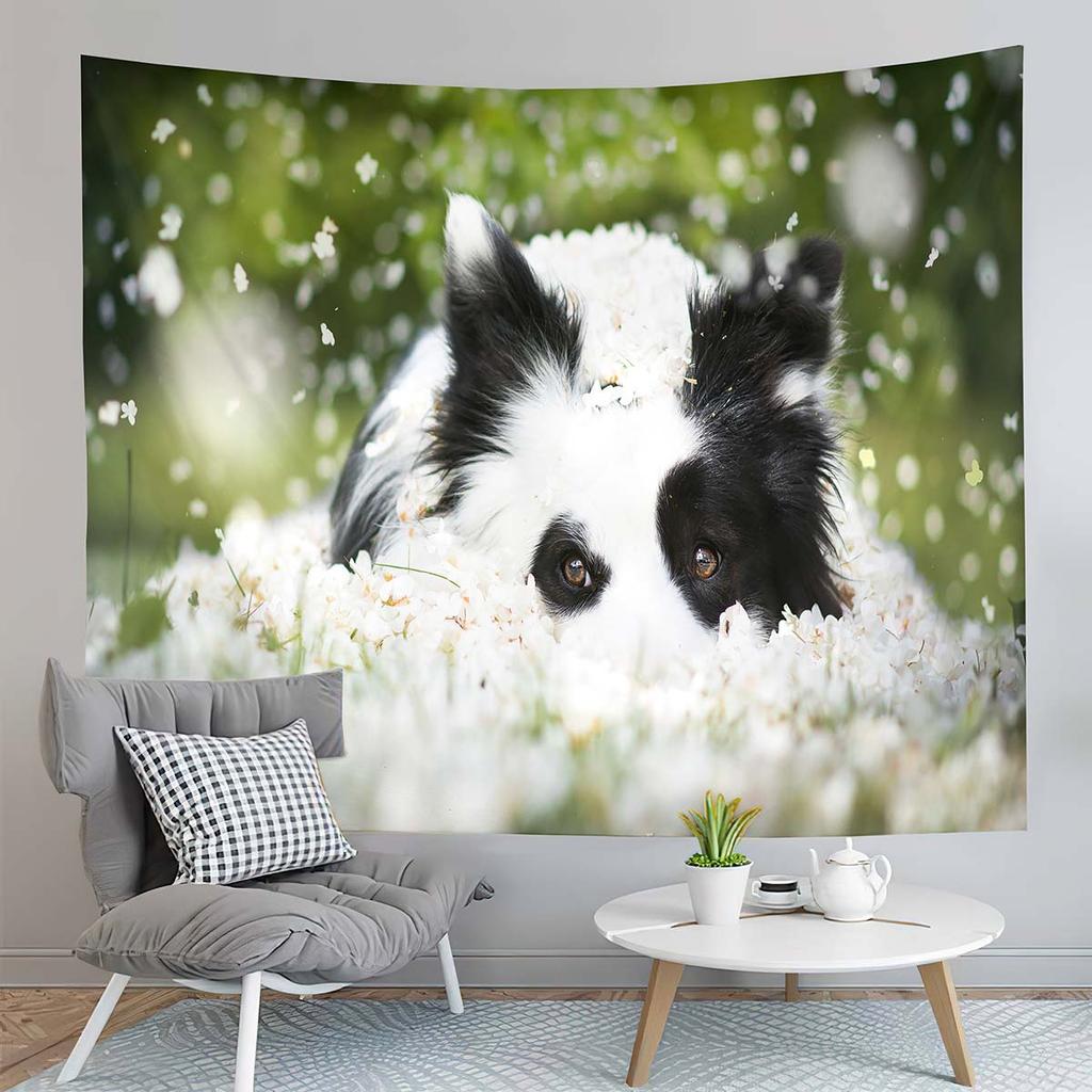 Faithful Partner Tapestry Border Collie Tapestry Nature and Animals Tapestry Art Home Living Room Bedroom Decor Tapestries