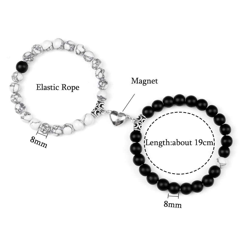 2 stuks/set Hartvormige Magneet Hanger Armband Koppels Liefde Betekenisvol Natuursteen Armbanden Sieraden 8MM Elastische Pulsera Cadeau Nieuw
