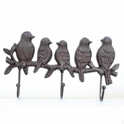 Bird Hook Rack Rustic Coat Decorative Cast Iron Key Holder for Homeowners, Entryway,