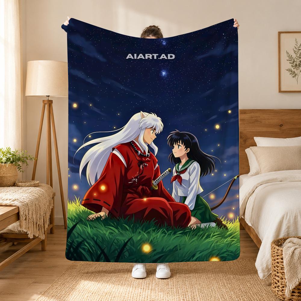 Inuyasha Anime Throw 240G Flannel Blanket, Suitable For Sofas, Beds, Offices,  Exquisite Gift Blankets