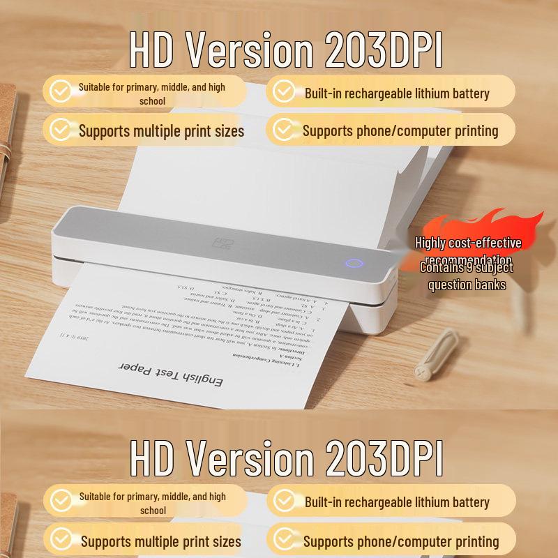 Han Yin MT610 Portable A4 Printer - Wireless Bluetooth Connection for Students