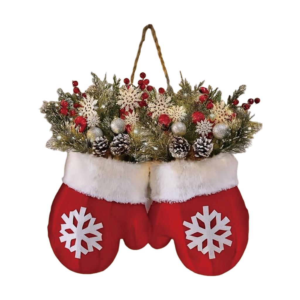 Creative Christmas Gloves Wreath Add to The Christmas Atmosphere Ornaments for Holiday Home Wall and Stair Door
