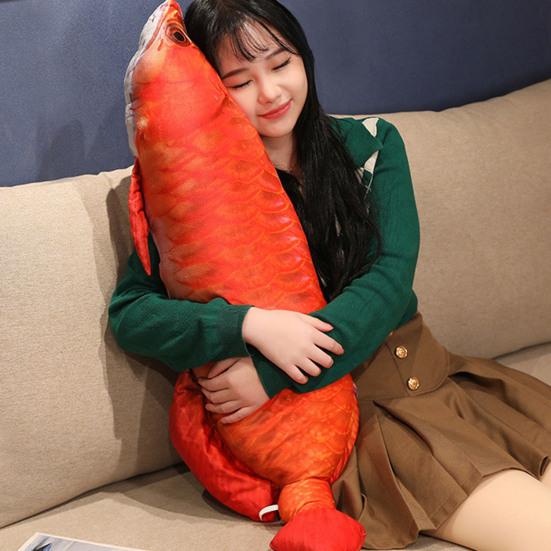 Fisch Plüschkissen Weiche Rückenlehne Goldener Arowana Roter Karpfen Puppe Plüschtiere Begleiter Schlaf Stofftier Meerestier Simulation Fisch