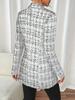 Autumn Winter New Elegant Black and White Grid Pattern Lapel Button Long Sleeve Slim Suits