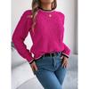 Autumn and Winter Women's Casual Color Blocking Twist Long Sleeve Pullover Sweater