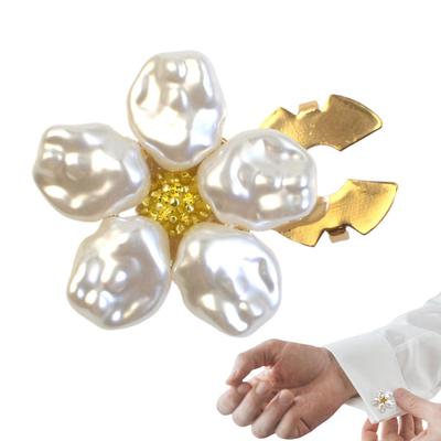 Neue Knopfabdeckungen für Damen Faux-Perlen-Legierung Blume Elegant Haushaltswaren Knopfabdeckung Manschettenknöpfe Für DIY Blusen Kleidung