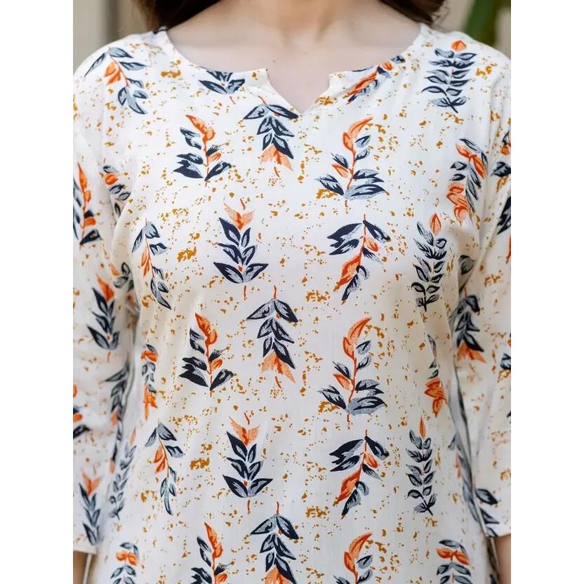 Women Printed Rayon Straight Kurta Top Indian Pakistani Party Wear Top Tunic SC-2145