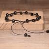 Black Obsidian Beaded Anklet – Handmade Grounding Protection Jewelry, Adjustable Healing Foot Bracelet for Men Women