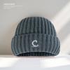 Warm Knitted Wool Hat for Men and Women Korean Version C Letter Embroidered Melon Leather Hat Showing Face with Little Couple Cold Hat Trend