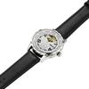 Time100 Popular Men's Automatic Watch with Roman Alphabet, Skeleton Design, Leather Strap, Business Watch for Men (Silver)