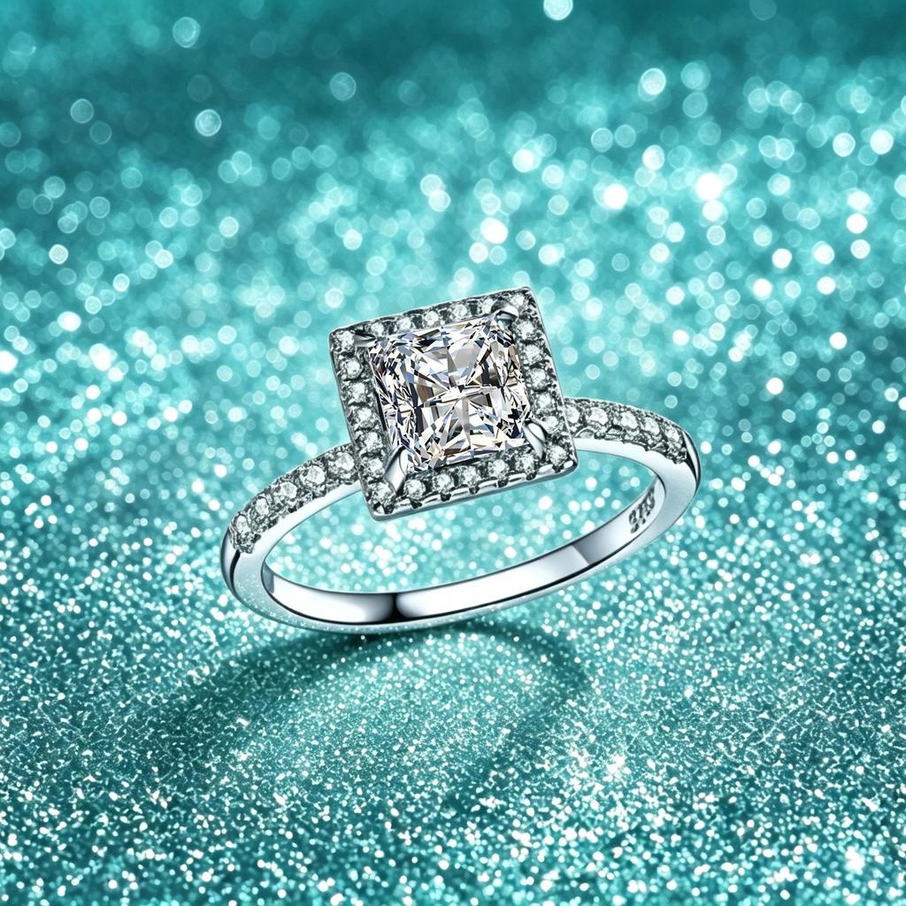 S925 Sterling Silver Moissanite Princess Cut 1.2 Carat VVS1 D Color Women's Engagement Ring