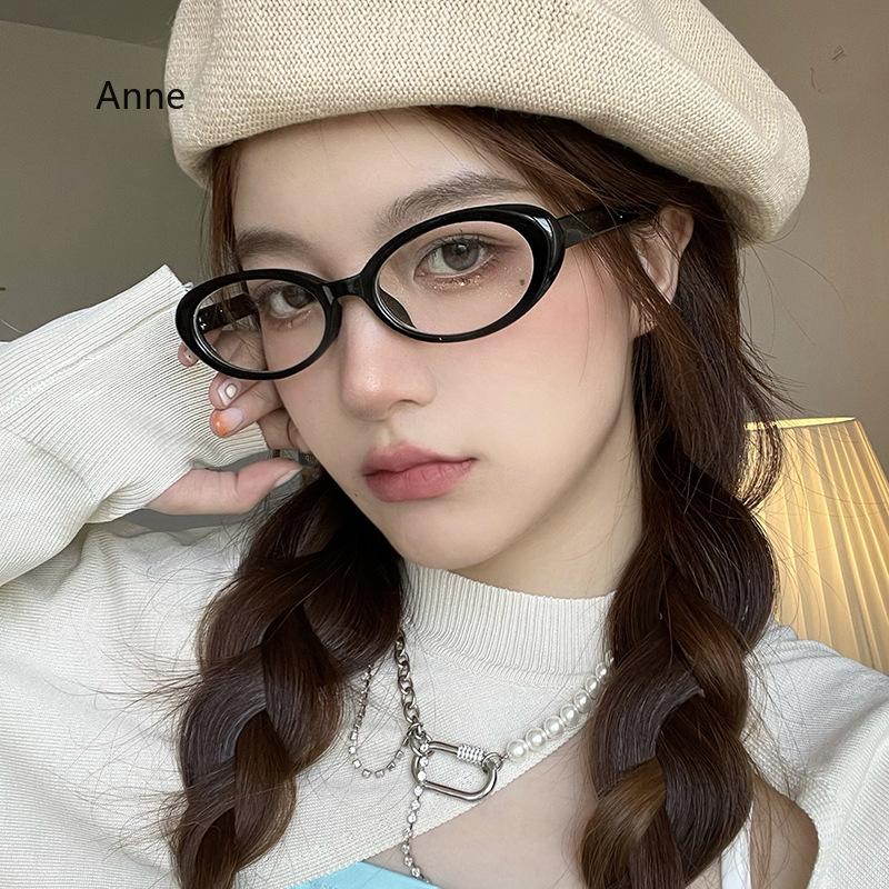 Women Vintage Small Oval Frame Myopia Glasses Gradient Blue-Green Flat Light Glasses Trendy Fashion Men Computer Myopia Eyewear