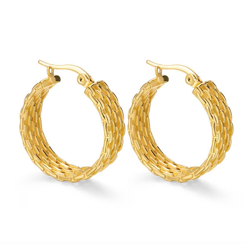 European and American Premium Sense 18K Titanium Steel Gold Earrings Ins Wind Multi-style Commuting Trend Gold-plated Earrings Earrings