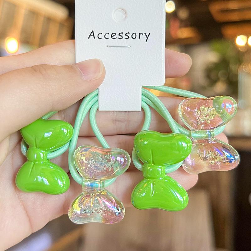 2 Stück/Set Kinder Cartoon Hase Elastische Haargummis Glitzer Blume Haargummi für Mädchen Niedliches Haarband Kinder Haaraccessoire