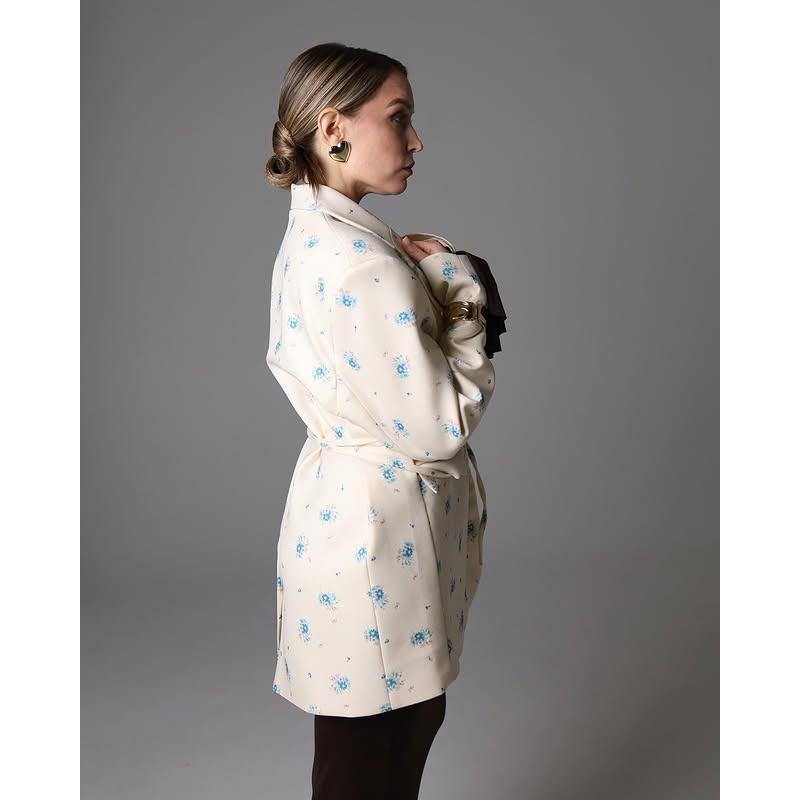 Dámské sako s potiskem, klopami a vázáním v pase, volný kabát s dlouhým rukávem, tenký, jaro a léto 2025