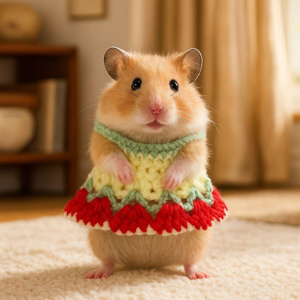 Handmade Hamster Knitted Skirt Warm Animals Dress Hamster Outfits Hamster Clothes Photography