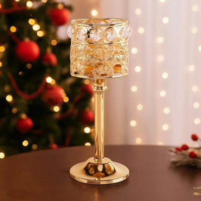 Metal Crystal Candle Holder Creative Hollow Wrought Iron Candlestick Romantic Table Ornaments Craft Candelabra Christmas