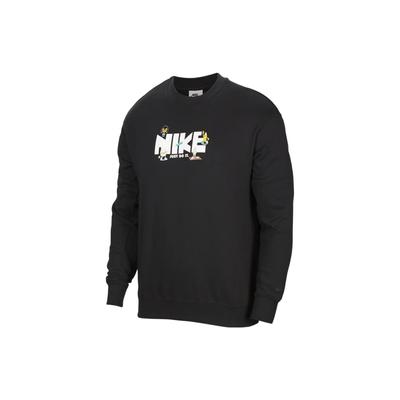 Nike Moletom Premium com Logo Tricotado Solto Gola Redonda Manga Longa Tops Masculinos Preto FN0254-010