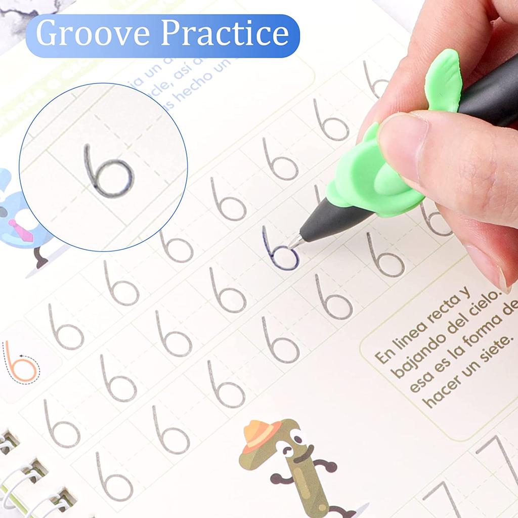 4 Books Magic Writing Book In Spanish Calligraphy Notebook Montessori Kids Reusable Educational Calligraphic Letter Practice Toy Quality