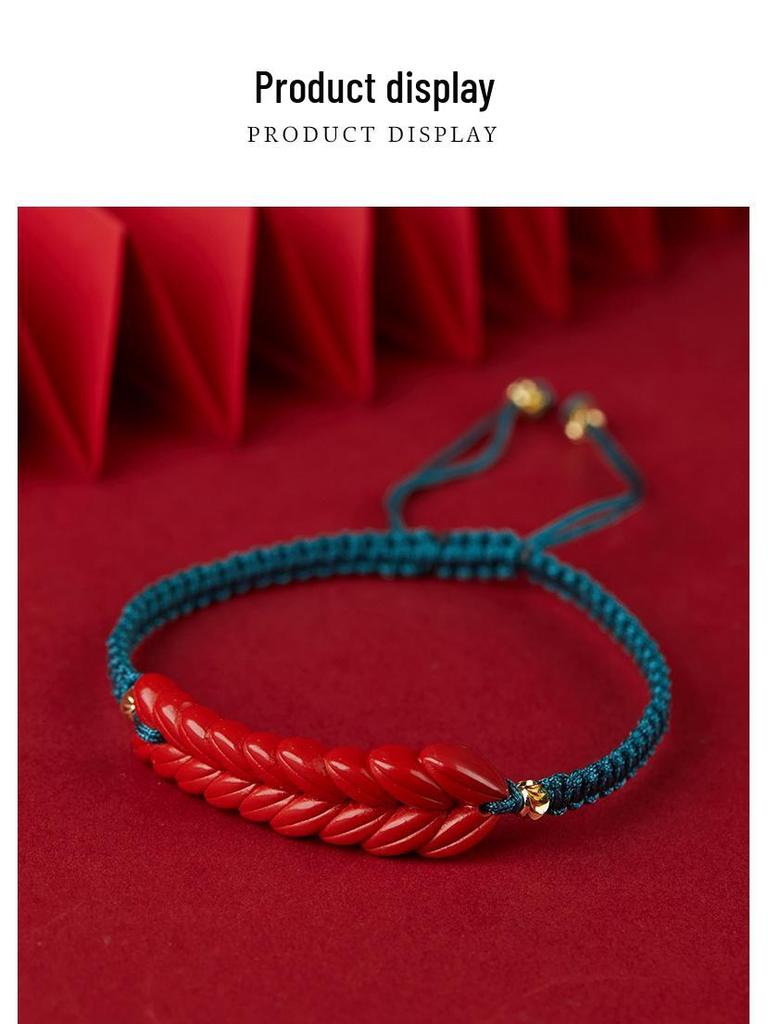 Jing Chunlan Handmade Cinnabar Red Sand Pixiu Bracelet