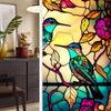 Colorful Retro Floral & Bird Static Cling Window Film - No Glue, Removable
