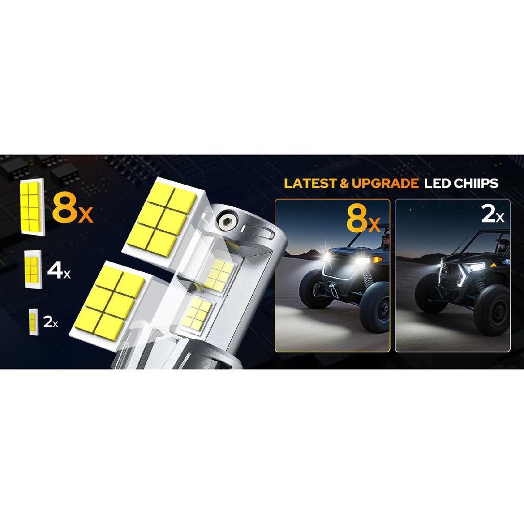 2PCS H4 LED Light Bulbs,9003 Headlight High/Low Beam Driving,Fog & Spot Lights with 50000 RPM Turbo Fan,6500K IP68 Waterproof