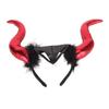 Red Costume Cosplay Ox Horn Headband Unique Funny Halloween Party Horn Hair Hoop Props Hair Accessories