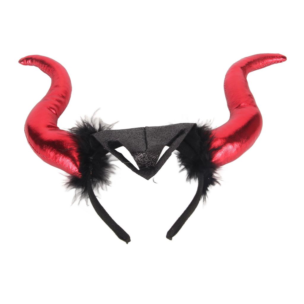 Red Costume Cosplay Ox Horn Headband Unique Funny Halloween Party Horn Hair Hoop Props Hair Accessories