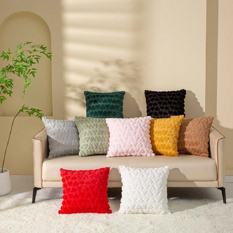 Modern Simple Heart Shape Plush Pillow Covers, 17.7*17.7 Inch (No Filling), Fabric Home Decor For Bedroom, Living Room, Office, Holiday Decorations