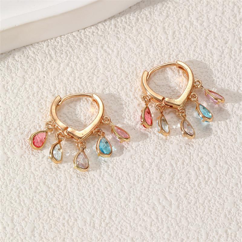 Love Heart Zircon Water Drop Earrings With Zinc Alloy And Electroplating For Women