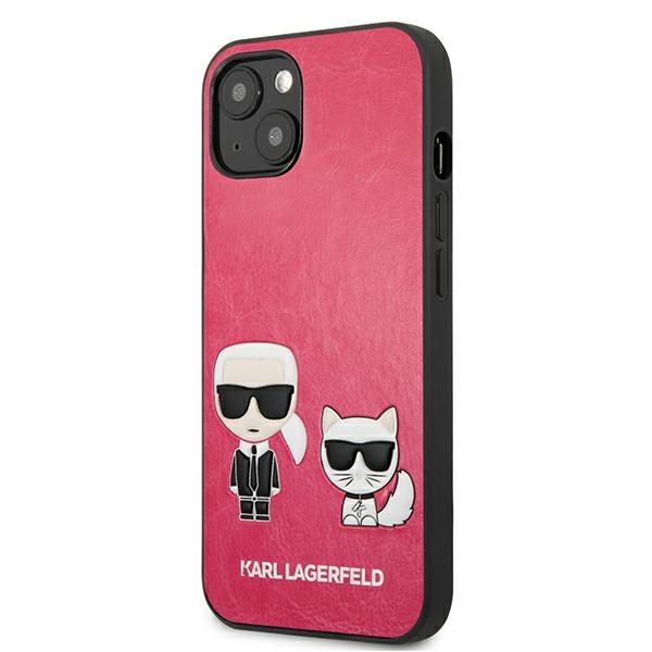 Etui do iPhone 13 mini Karl Lagerfeld Ikonik Karl & Choupette Fuksja
