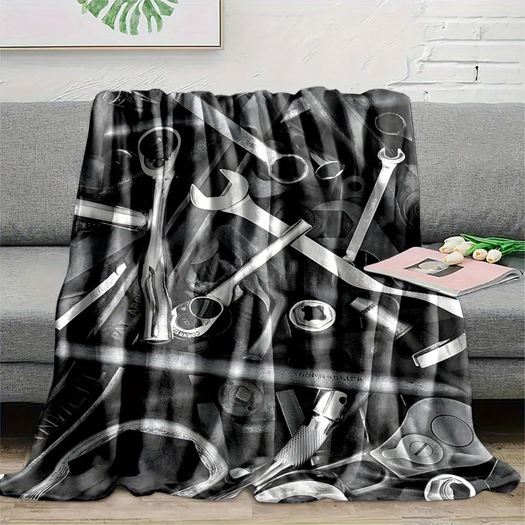 Manta de franela con patrón de destornillador y llave: cama, sofá, oficina, viajes, regalo, decoración, silla, cómoda y cálida