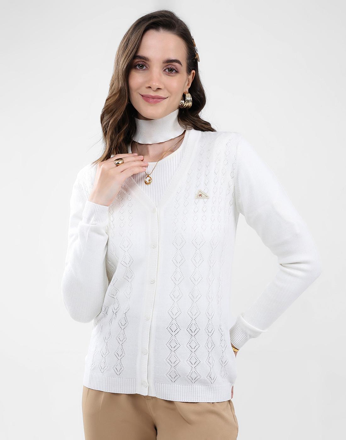 

Monte Carlo Women s V Neck Full Sleeve Cardigan 3XL белый