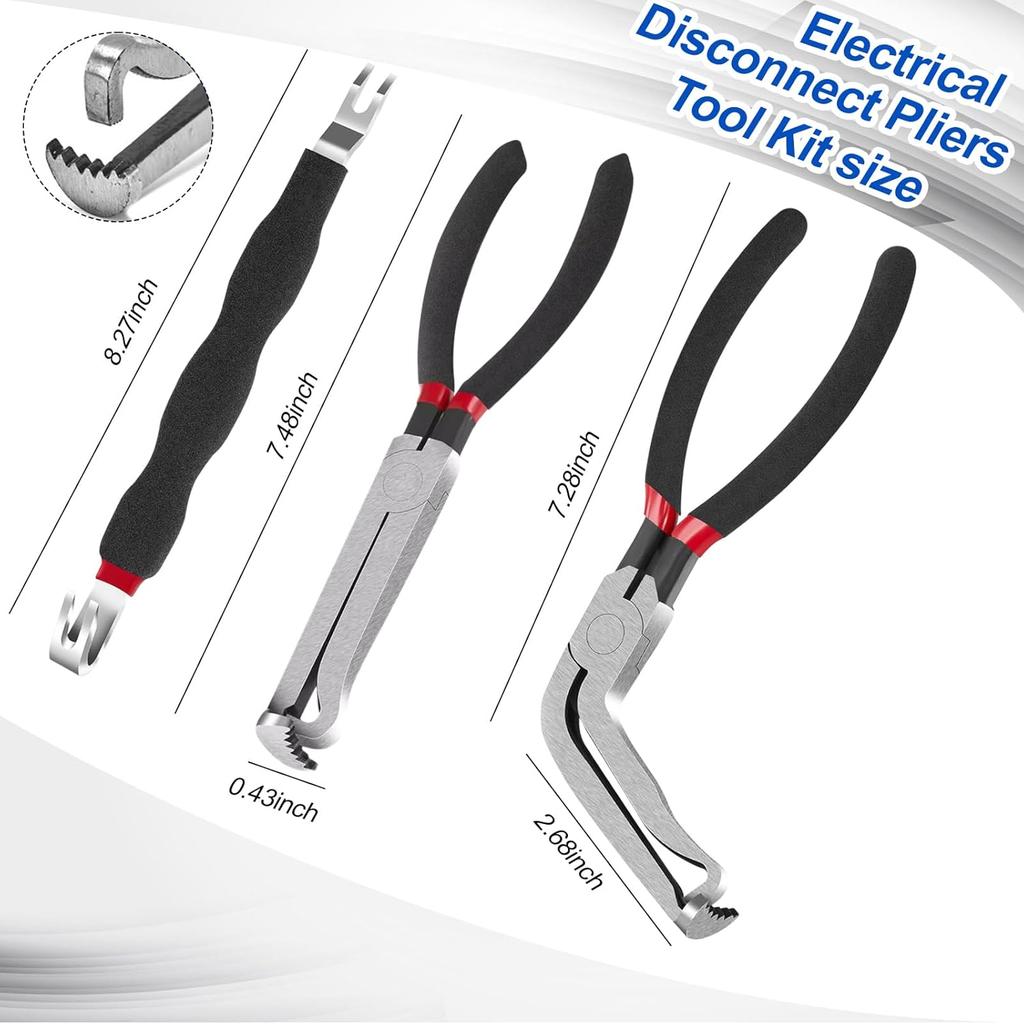 3Pcs Electrical Disconnect Pliers Tool Set For Cars Automotive 1*Straight &1*60 Degree &1Pcs Electrical Connector Separator Fuel Line Disconnect Tool