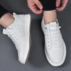 Fashion High Quality Men's Casual Leather Shoes Crocodile Pattern Genuine Leather Flat Bottom Wear-resistant White Men's Casual Shoes