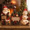 3Pcs Vintage Style Wooden Christmas Ornaments Rustic Style Christmas Figurines  Home Decor