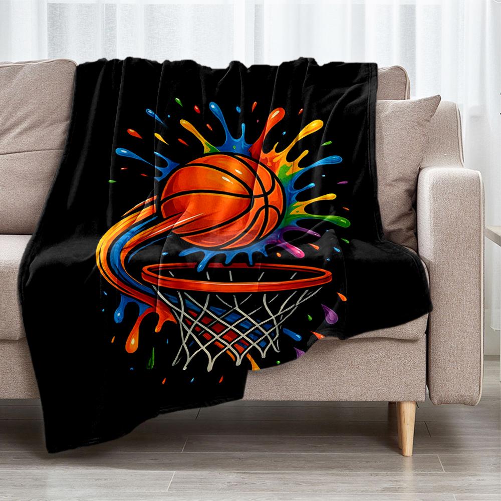 basketball Theme Printed Blanket - Perfect for Couch, Bed, Travel & Outdoor Use | Machine Washable, Cozy & Durable.