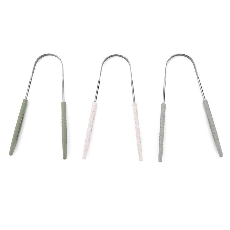 1Pcs Stainless Steel Tongue Scraper Fresh Breath Cleaning Coated Tongue Toothbrush Oral Hygiene U-Shaped Metal Tongue Scraper