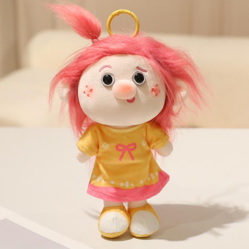 1419Cm Cute Human Figure Plush Pendant Stuffed Colorful Hair Male Female Keychain Decor Plushie For Bag Present