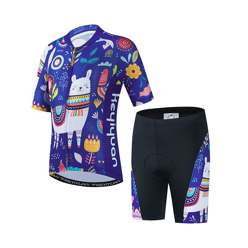 Fahrradtrikot Set Junge Mädchen Kurzarm MTB Radbekleidung Anzug Kind Fahrradbekleidung Abbigliamento Ciclismo 2026 Sommer Atmungsaktives Radsportanzug Set