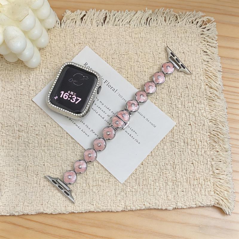 Compatible Bands for Apple S11, iWatch 109876SE, Huawei GT6, Xiaomi 9PRO - Round Bean Drip Glue, Small Flower Design