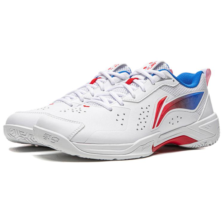 Li Ning Cushioning Abrasion Resistant Rebound Low top Badminton Shoes Unisex Standard White AYTW001-1