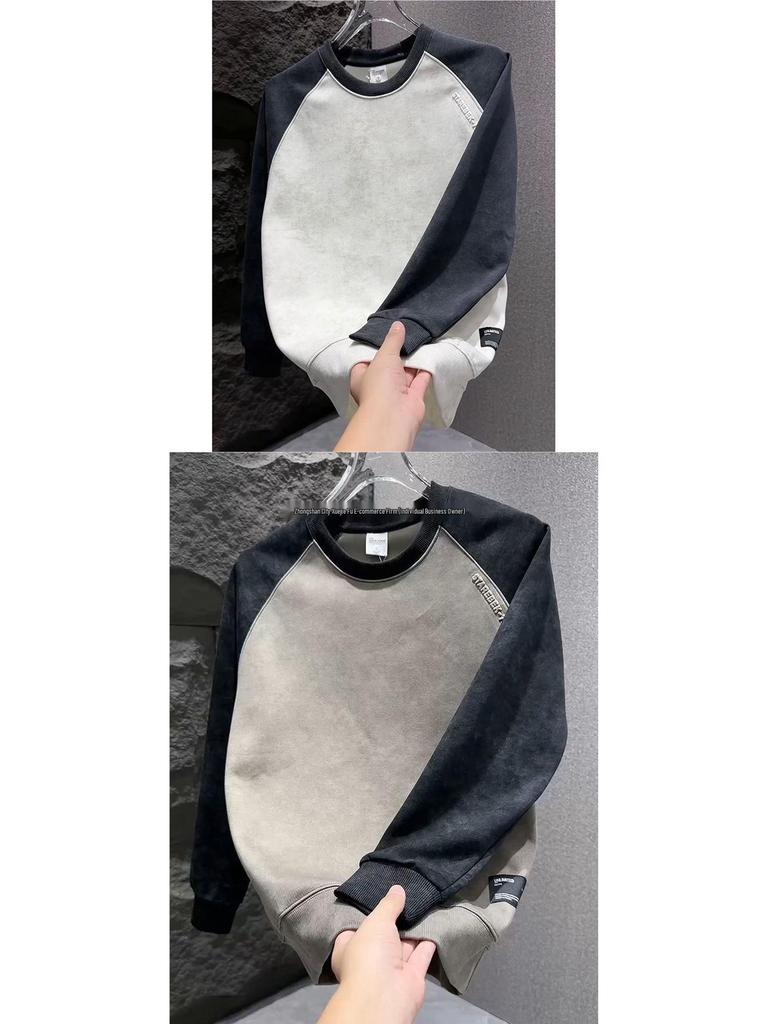 Herren 2025 Herbst/Winter Batik Rundhals Geprägtes Raglanärmel Sweatshirt