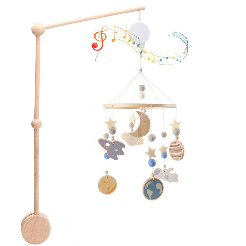 3Pcset Baby Wooden Bed Bell Bracket Mobile Hanging Rattles Toy Hanger Baby Crib Mobile Bed Bell Wood Toy Holder Arm Bracket