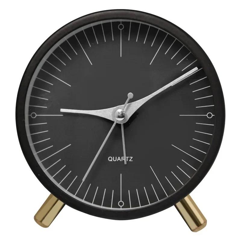 Round Creative Student Hands Desk Clock Metal Alarm Clock Bedroom Living Room Decoration Simple Silent Children's Clock