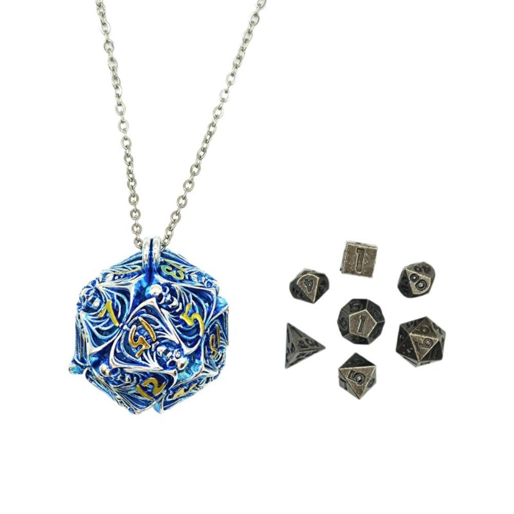 

7 шт./Набор DND Полый Металлический Кулон-Ожерелье с Многогранными 20-гранными Костями Style 1