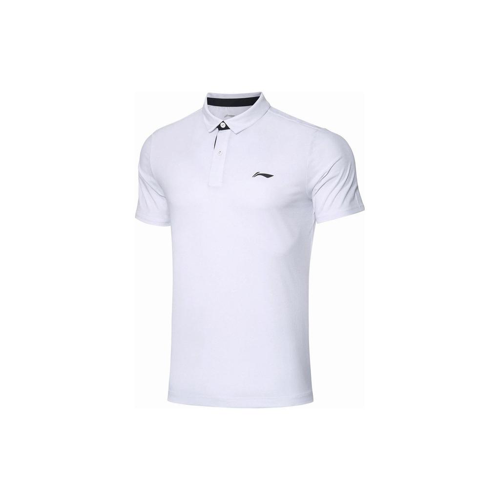 Li-Ning Fitness Series Solid Color Logo Half Button Short Sleeve Polo Shirt Men Tops White APLT123-2